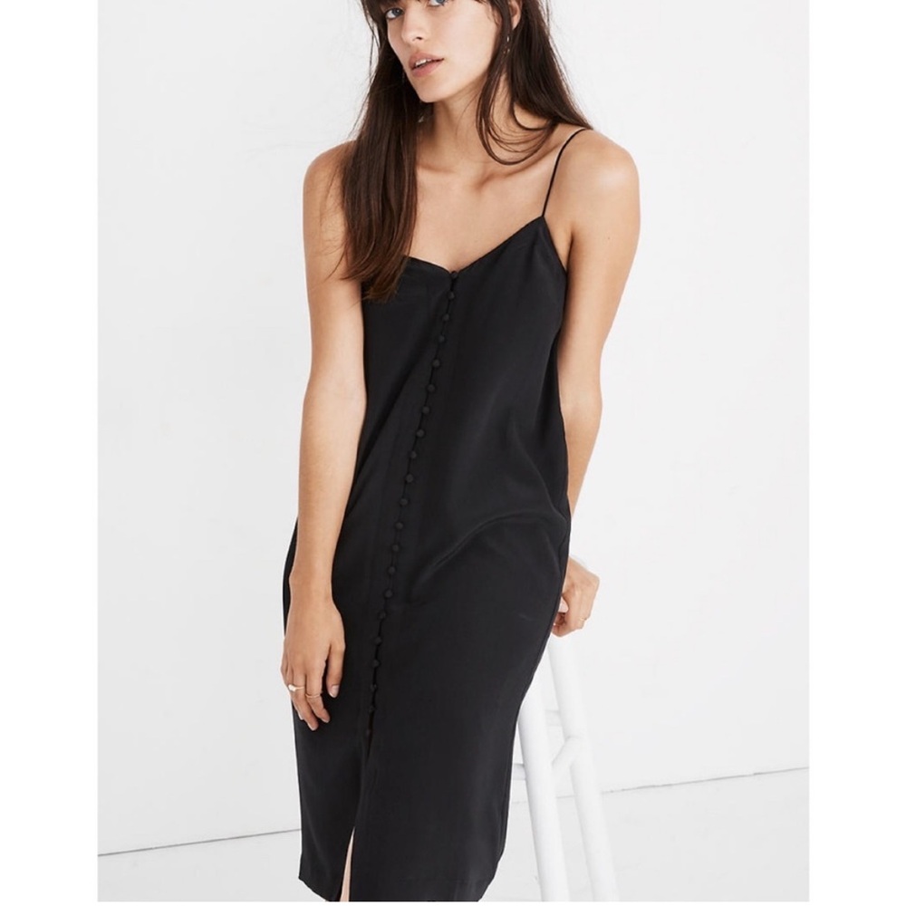 MADEWELL silk button front slip dress NWT